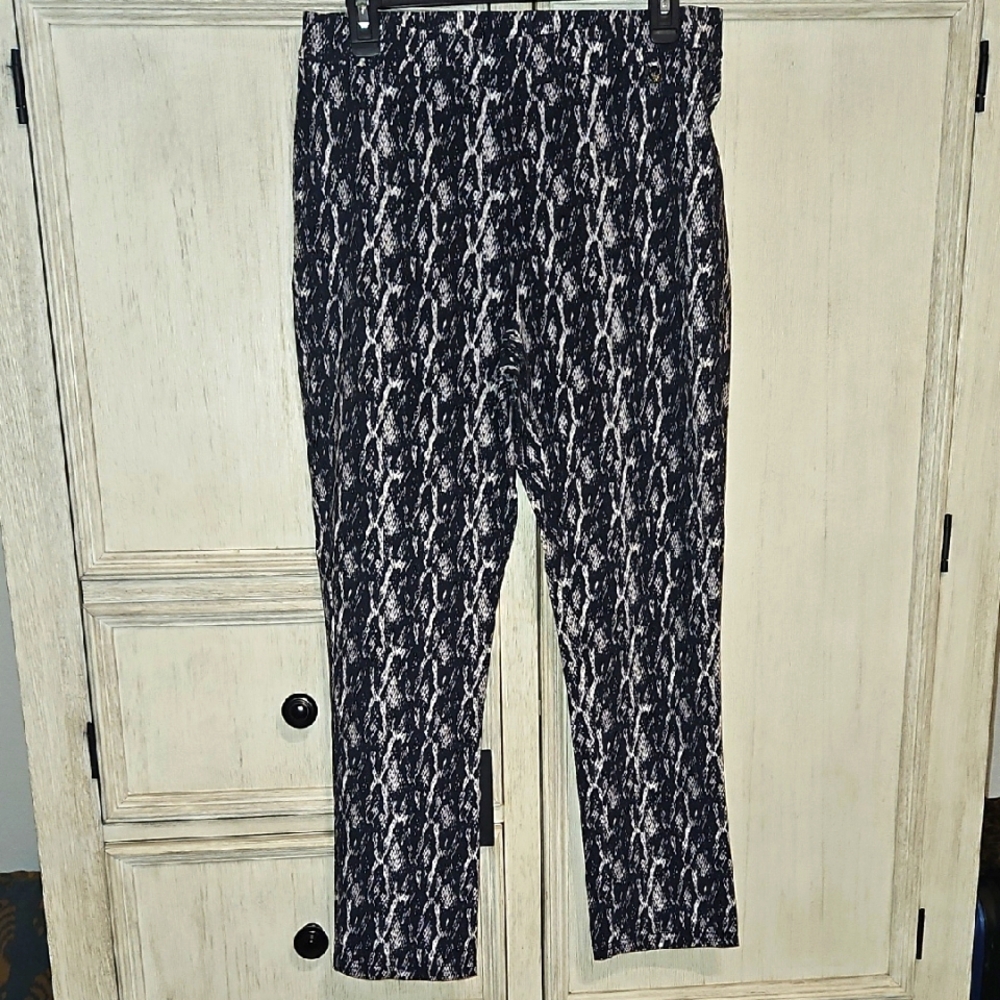 Navy And Cream Snake Print Pants By RAFAELA